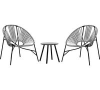 vidaXL Ensemble de chaises de jardin 3 pièces noir et gris clair Poly rotin