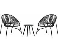 vidaXL Ensemble de chaises de jardin 3 pièces noir poly rotin
