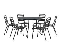 vidaXL Ensemble de chaises de jardin 7 pcs. empilables Acier revêtu par poudre