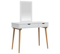 vidaXL Ensemble de Coiffeuse FAUSKE 2 pcs Blanc 100 x 50 x 143 cm, Ensemble de Coiffeuse Moderne pour Chambre, Rangement Compact, Design Gain de Place, Station de Maquillage Pratique