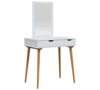vidaXL Ensemble de Coiffeuse FAUSKE 2 pcs Blanc 76 x 50 x 143 cm, Ensemble de Coiffeuse Moderne pour Chambre, Rangement Compact, Design Gain de Place, Station de Maquillage Pratique