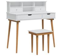 vidaXL Ensemble de Coiffeuse FAUSKE 3 pcs Blanc 100 x 50 x 103,5 cm, Ensemble de Coiffeuse Moderne pour Chambre, Rangement Compact, Design Gain de Place, Station de Maquillage Pratique