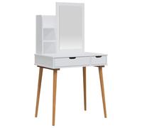 vidaXL Ensemble de Coiffeuse FAUSKE 3 pcs Blanc 76 x 50 x 143 cm, Ensemble de Coiffeuse Moderne pour Chambre, Rangement Compact, Design Gain de Place, Station de Maquillage Pratique