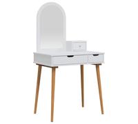 vidaXL Ensemble de Coiffeuse FAUSKE 3 pcs Blanc 76 x 50 x 143 cm, Ensemble de Coiffeuse Moderne pour Chambre, Rangement Compact, Design Gain de Place, Station de Maquillage Pratique