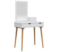 vidaXL Ensemble de Coiffeuse FAUSKE 3 pcs Blanc 76 x 50 x 143 cm, Ensemble de Coiffeuse Moderne pour Chambre, Rangement Compact, Design Gain de Place, Station de Maquillage Pratique