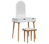 vidaXL Ensemble de Coiffeuse FAUSKE 3 pcs Blanc 76 x 50 x 143 cm, Ensemble de Coiffeuse Moderne pour Chambre, Rangement Compact, Design Gain de Place, Station de Maquillage Pratique