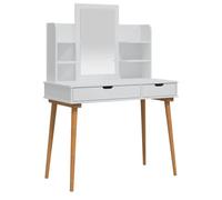 vidaXL Ensemble de Coiffeuse FAUSKE 4 pcs Blanc 100 x 50 x 143 cm, Ensemble de Coiffeuse Moderne pour Chambre, Rangement Compact, Design Gain de Place, Station de Maquillage Pratique