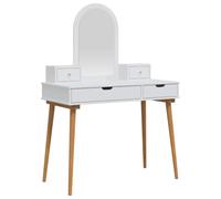 vidaXL Ensemble de Coiffeuse FAUSKE 4 pcs Blanc 100 x 50 x 143 cm, Ensemble de Coiffeuse Moderne pour Chambre, Rangement Compact, Design Gain de Place, Station de Maquillage Pratique