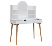 vidaXL Ensemble de Coiffeuse FAUSKE 4 pcs Blanc 100 x 50 x 143 cm, Ensemble de Coiffeuse Moderne pour Chambre, Rangement Compact, Design Gain de Place, Station de Maquillage Pratique