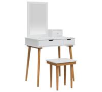 vidaXL Ensemble de Coiffeuse FAUSKE 4 pcs Blanc 76 x 50 x 143 cm, Ensemble de Coiffeuse Moderne pour Chambre, Rangement Compact, Design Gain de Place, Station de Maquillage Pratique