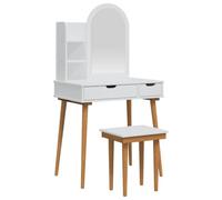 vidaXL Ensemble de Coiffeuse FAUSKE 4 pcs Blanc 76 x 50 x 143 cm, Ensemble de Coiffeuse Moderne pour Chambre, Rangement Compact, Design Gain de Place, Station de Maquillage Pratique