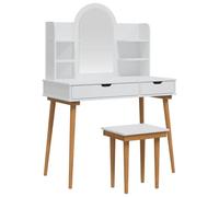 vidaXL Ensemble de Coiffeuse FAUSKE 5 pcs Blanc 100 x 50 x 143 cm, Ensemble de Coiffeuse Moderne pour Chambre, Rangement Compact, Design Gain de Place, Station de Maquillage Pratique