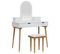 vidaXL Ensemble de Coiffeuse FAUSKE 5 pcs Blanc 100 x 50 x 143 cm, Ensemble de Coiffeuse Moderne pour Chambre, Rangement Compact, Design Gain de Place, Station de Maquillage Pratique