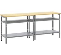 Ensemble d'établi avec étagère vidaXL, 2 pièces, beige et gris, 200 x 55 x 85 cm