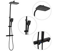 vidaXL Ensemble de douche à deux tête et mitigeur et tuyau laiton noir
