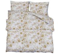 vidaXL Ensemble de Housse de Couette Blanc et Marron 140x200 cm Coton