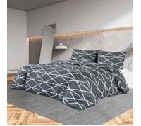 vidaXL Ensemble de Housse de Couette Ensemble de Literie et Taie d’Oreiller Chambre à Coucher Maison Intérieur Gris 200x220 cm Coton