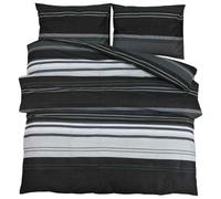 vidaXL Ensemble de Housse de Couette, Parure de Lit avec Taie d'oreiller, Ensemble de Literie Chambre à Coucher, Noir et Blanc 220x240 cm Coton