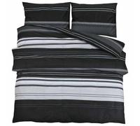 vidaXL Ensemble de Housse de Couette, Parure de Lit avec Taie d'oreiller, Ensemble de Literie Chambre à Coucher, Noir et Blanc 240x220 cm Coton