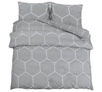 vidaXL Ensemble de Housse de Couette, Parure de Lit avec Taie d'oreiller, Ensemble de Literie Chambre à Coucher, Gris 200x220 cm Coton