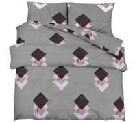 vidaXL Ensemble de Housse de Couette, Parure de Lit avec Taie d'oreiller, Ensemble de Literie Chambre à Coucher, Gris 220x240 cm Coton