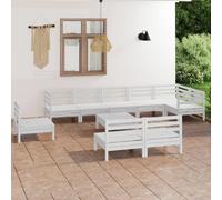 vidaXL Ensemble de jardin 10 pcs blanc bois pin
