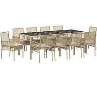 vidaXL Ensemble de jardin 11 pcs Beige Poly-Rotin