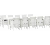 vidaXL Ensemble de jardin 11 pcs blanc Poly rotin et aluminium