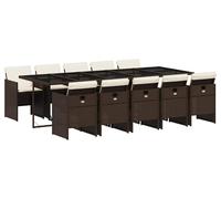 vidaXL Ensemble de jardin 11 pièces avec coussins Marron Poly rotin