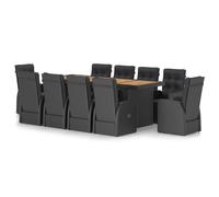 vidaXL Ensemble de jardin 11 pièces avec coussins Poly rotin noir