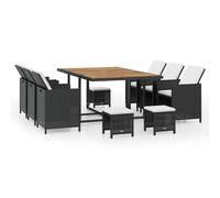 vidaXL Ensemble de jardin 11 pièces Poly rotin acacia noir