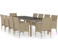 vidaXL Ensemble de jardin 11 pièces Poly rotin Beige