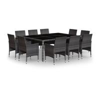 vidaXL Ensemble de jardin 11 pièces en poly rotin Gris