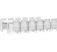 vidaXL Ensemble de jardin 13 pcs blanc Polt rotin