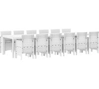 vidaXL Ensemble de jardin 13 pcs blanc Polt rotin