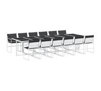 vidaXL Ensemble de jardin 13 pièces avec coussins Blanc Textilène
