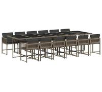 vidaXL Ensemble de jardin 13 pièces avec coussins Gris Poly rotin