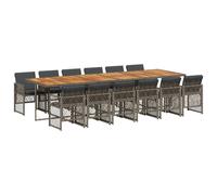 vidaXL Ensemble de jardin 13 pièces avec coussins Gris Poly rotin