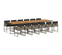 vidaXL Ensemble de jardin 13 pièces avec coussins Gris Poly rotin