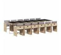 vidaXL Ensemble à manger de jardin 13 pièces avec coussins Mélange beige Poly rotin