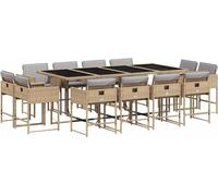 vidaXL Ensemble de jardin 13 pièces avec coussins Mélange beige Poly rotin
