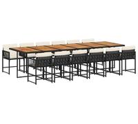 vidaXL Ensemble de jardin 13 pièces avec coussins Noir Poly Rattan