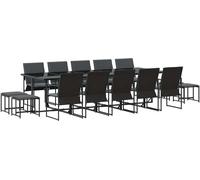 vidaXL Ensemble de jardin 15 pcs noir acier