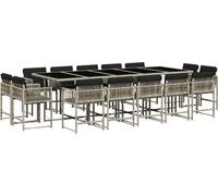 vidaXL Ensemble de jardin 15 pièces avec coussins gris clair Poly rotin