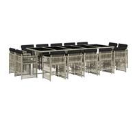 vidaXL Ensemble de jardin 15 pièces avec coussins gris clair Poly rotin