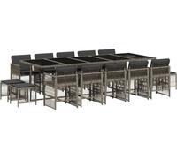 vidaXL Ensemble de jardin 15 pièces avec coussins Gris Poly rotin