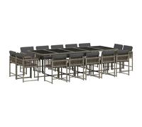 vidaXL Ensemble de jardin 15 pièces avec coussins Gris Poly rotin