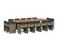 vidaXL Ensemble de jardin 15 pièces avec coussins Gris Poly rotin