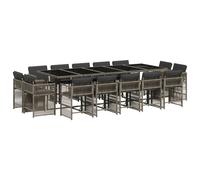 vidaXL Ensemble de jardin 15 pièces avec coussins Gris Poly rotin