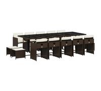 vidaXL Ensemble de jardin 15 pièces 3211173 avec coussins Marron poly rotin